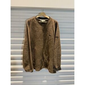 Quiksilver Edition Mens Brown Ribbed V-Neck Sweater Vintage Knit Large